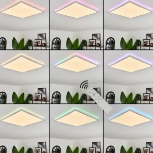 hofstein Plafonnier Hotinhas LED Blanc, 1 lumière, Télécommandes, Changeur de couleurs* Lampes Modernes