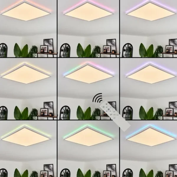 hofstein Plafonnier Hotinhas LED Blanc, 1 lumière, Télécommandes, Changeur de couleurs* Lampes Modernes