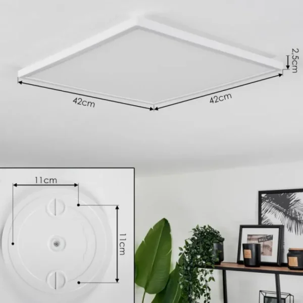 hofstein Plafonnier Hotinhas LED Blanc, 1 lumière, Télécommandes, Changeur de couleurs* Lampes Modernes