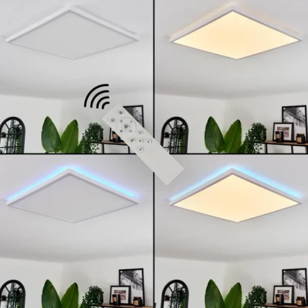 hofstein Plafonnier Hotinhas LED Blanc, 1 lumière, Télécommandes, Changeur de couleurs* Lampes Modernes