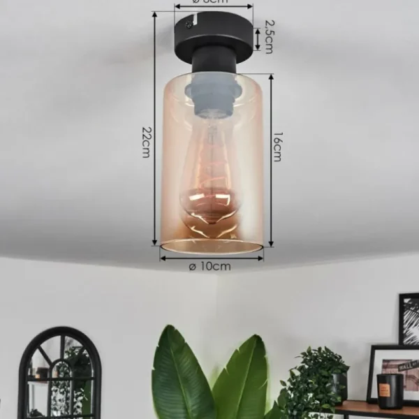 hofstein Plafonnier Hunouri Noir, 1 lumière* Lampes En Verre