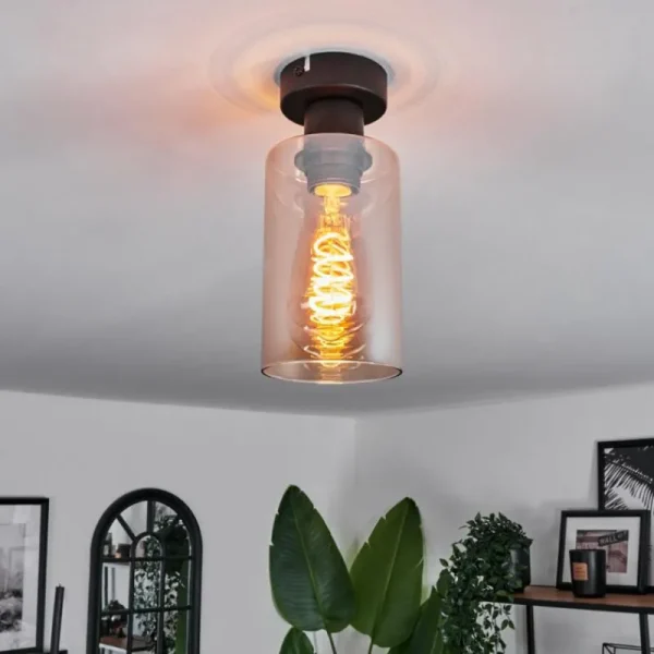 hofstein Plafonnier Hunouri Noir, 1 lumière* Lampes En Verre