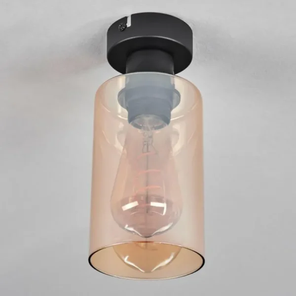 hofstein Plafonnier Hunouri Noir, 1 lumière* Lampes En Verre