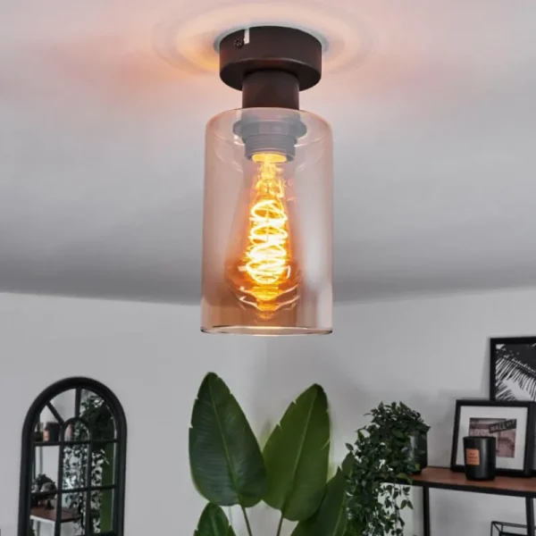 hofstein Plafonnier Hunouri Noir, 1 lumière* Lampes En Verre