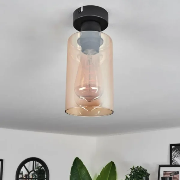 hofstein Plafonnier Hunouri Noir, 1 lumière* Lampes En Verre