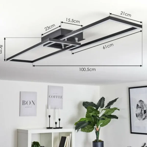 hofstein Plafonnier Hyacinthe LED Chrome, Noir, 1 lumière* Lampes Modernes
