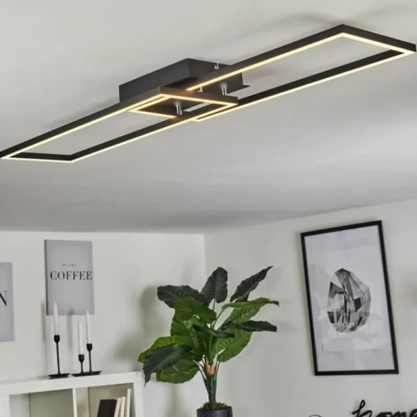 hofstein Plafonnier Hyacinthe LED Chrome, Noir, 1 lumière* Lampes Modernes