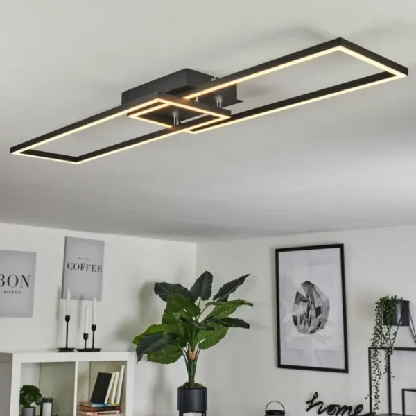 hofstein Plafonnier Hyacinthe LED Chrome, Noir, 1 lumière* Lampes Modernes