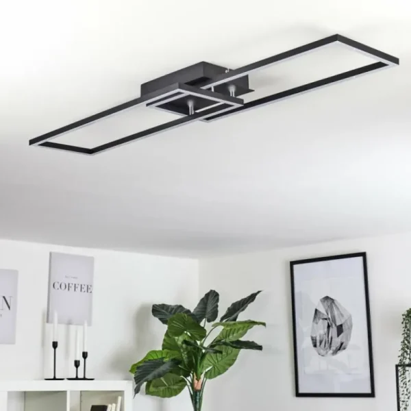 hofstein Plafonnier Hyacinthe LED Chrome, Noir, 1 lumière* Lampes Modernes