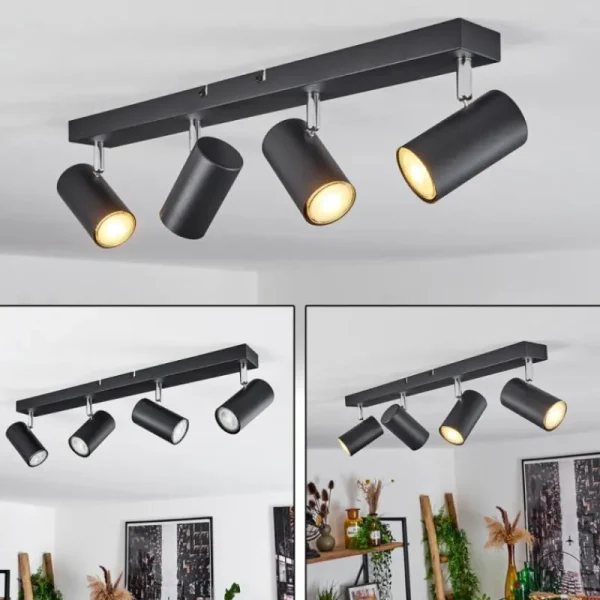 hofstein Plafonnier Javel Chrome, Noir, 4 lumières* Lampes Modernes