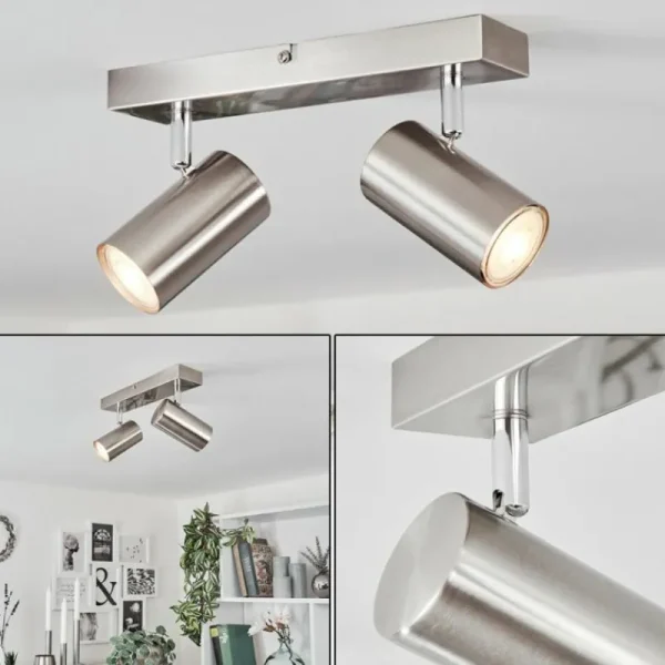 hofstein Plafonnier Javel Chrome, Nickel mat, 2 lumières* Lampes Modernes