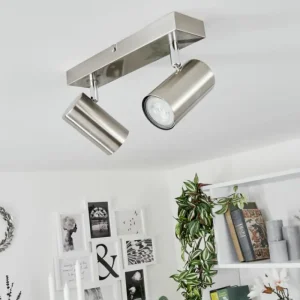 hofstein Plafonnier Javel Chrome, Nickel mat, 2 lumières* Lampes Modernes