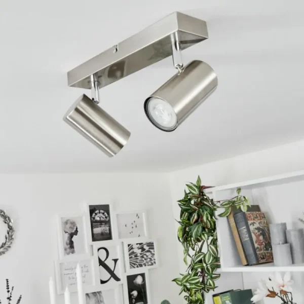 hofstein Plafonnier Javel Chrome, Nickel mat, 2 lumières* Lampes Modernes