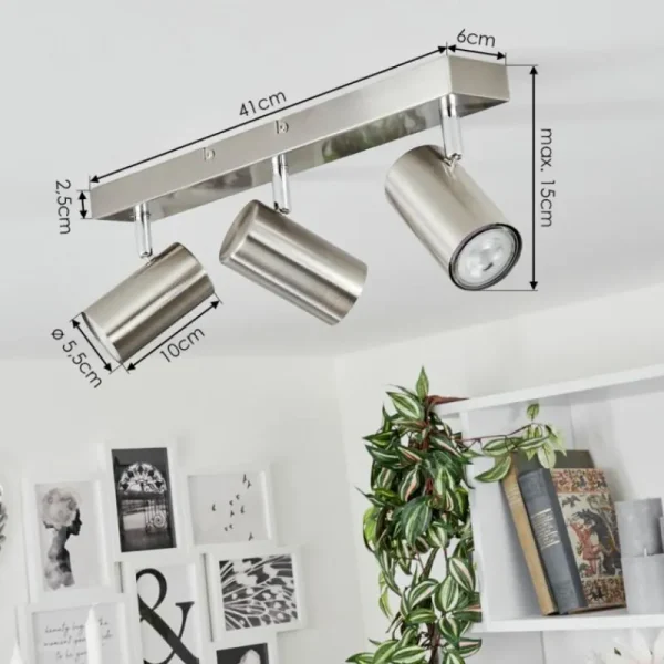 hofstein Plafonnier Javel Chrome, Nickel mat, 3 lumières* Lampes Modernes