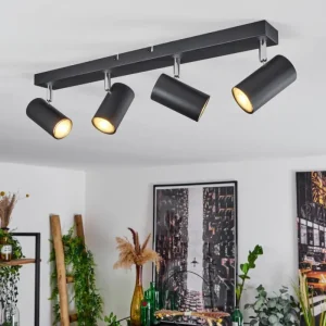 hofstein Plafonnier Javel Chrome, Noir, 4 lumières* Lampes Modernes