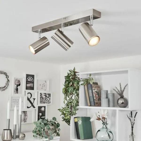 hofstein Plafonnier Javel Chrome, Nickel mat, 3 lumières* Lampes Modernes