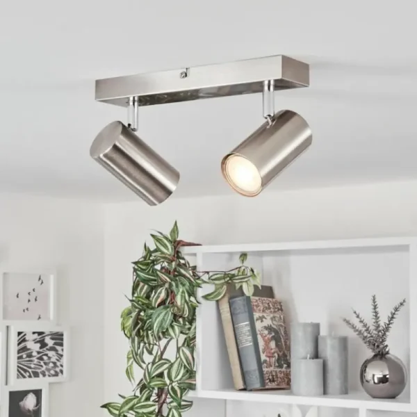 hofstein Plafonnier Javel Chrome, Nickel mat, 2 lumières* Lampes Modernes