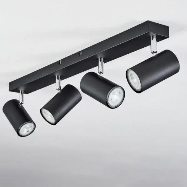 hofstein Plafonnier Javel Chrome, Noir, 4 lumières* Lampes Modernes