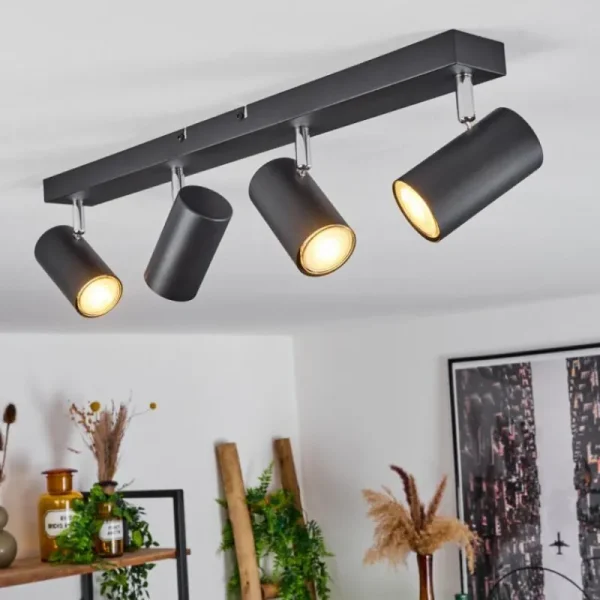 hofstein Plafonnier Javel Chrome, Noir, 4 lumières* Lampes Modernes