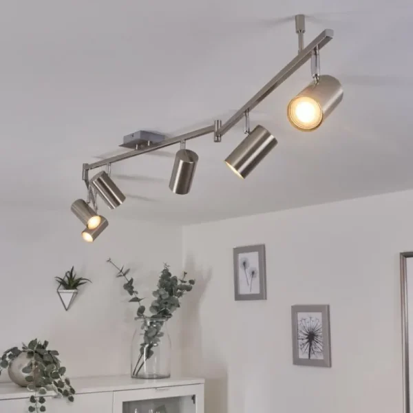 hofstein Plafonnier Javel Chrome, Nickel mat, 6 lumières* Lampes Modernes