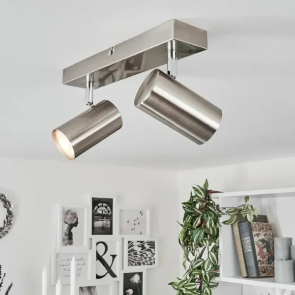 hofstein Plafonnier Javel Chrome, Nickel mat, 2 lumières* Lampes Modernes