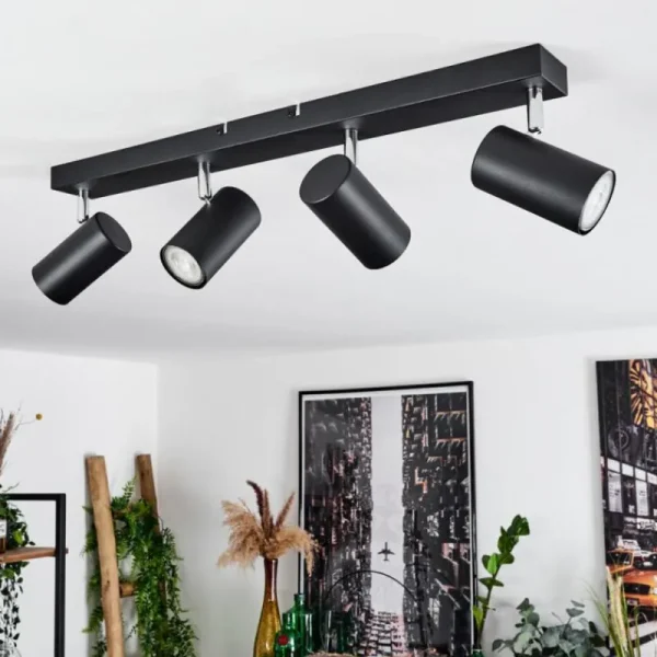 hofstein Plafonnier Javel Chrome, Noir, 4 lumières* Lampes Modernes