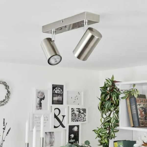 hofstein Plafonnier Javel Chrome, Nickel mat, 2 lumières* Lampes Modernes