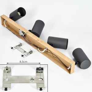 hofstein Plafonnier Javel Couleur bois, Noir, 4 lumières* Lampes Modernes