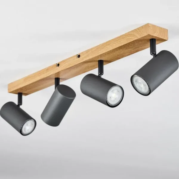 hofstein Plafonnier Javel Couleur bois, Noir, 4 lumières* Lampes Modernes