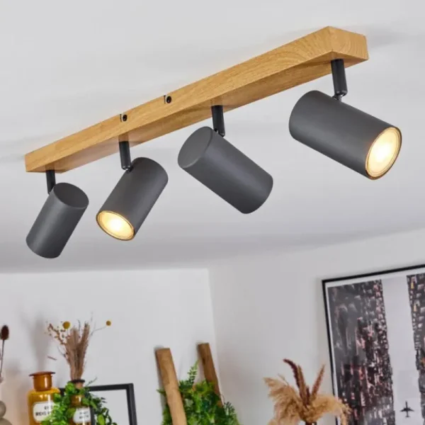 hofstein Plafonnier Javel Couleur bois, Noir, 4 lumières* Lampes Modernes