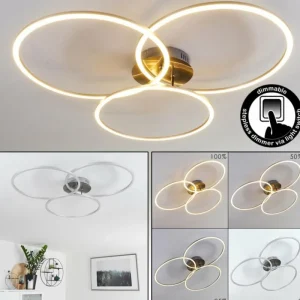 hofstein Plafonnier Johsa LED Nickel mat, Argenté, 3 lumières* Lampes Modernes