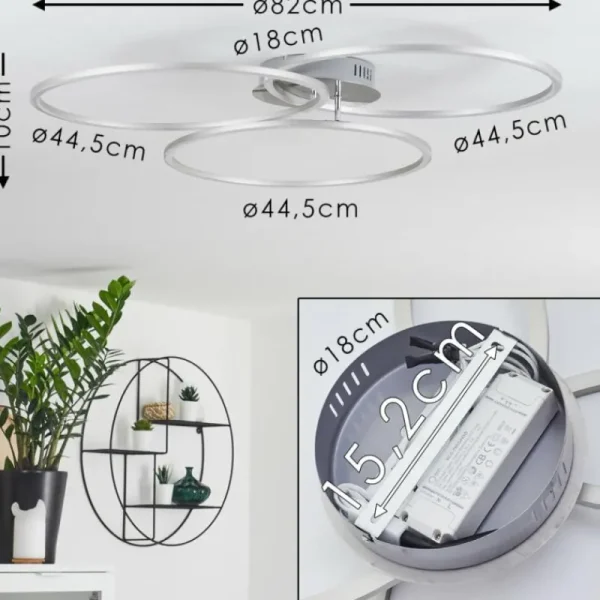 hofstein Plafonnier Johsa LED Nickel mat, Argenté, 3 lumières* Lampes Modernes