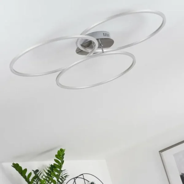 hofstein Plafonnier Johsa LED Nickel mat, Argenté, 3 lumières* Lampes Modernes