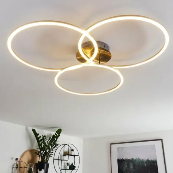 hofstein Plafonnier Johsa LED Nickel mat, Argenté, 3 lumières* Lampes Modernes