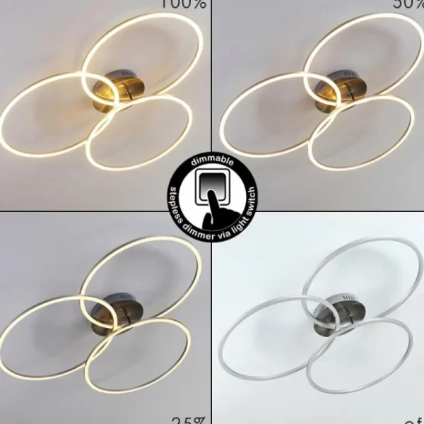 hofstein Plafonnier Johsa LED Nickel mat, Argenté, 3 lumières* Lampes Modernes