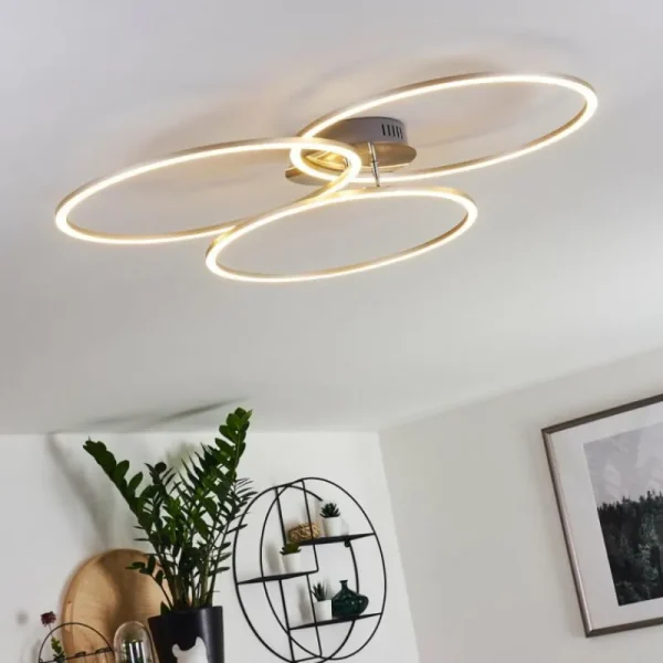 hofstein Plafonnier Johsa LED Nickel mat, Argenté, 3 lumières* Lampes Modernes