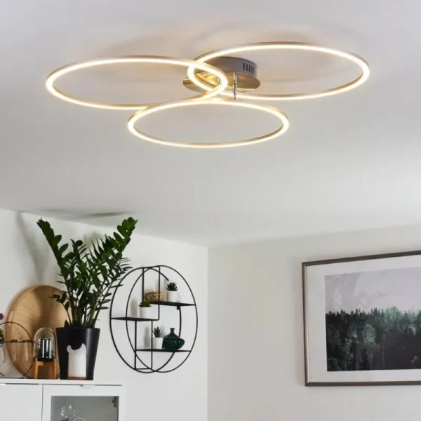 hofstein Plafonnier Johsa LED Nickel mat, Argenté, 3 lumières* Lampes Modernes