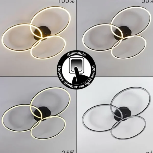 hofstein Plafonnier Johsa LED Noir, 3 lumières* Lampes Modernes