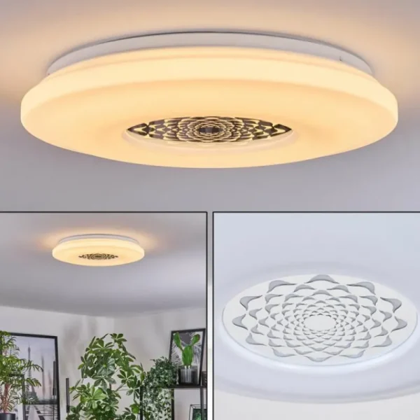 hofstein Plafonnier Kaas LED Chrome, Blanc, 1 lumière* Lampes Modernes