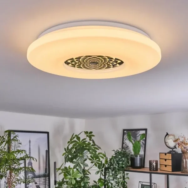 hofstein Plafonnier Kaas LED Chrome, Blanc, 1 lumière* Lampes Modernes