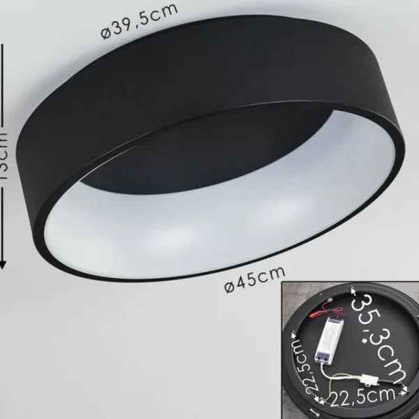 hofstein Plafonnier Kampal LED Noir, 1 lumière* Lampes Modernes