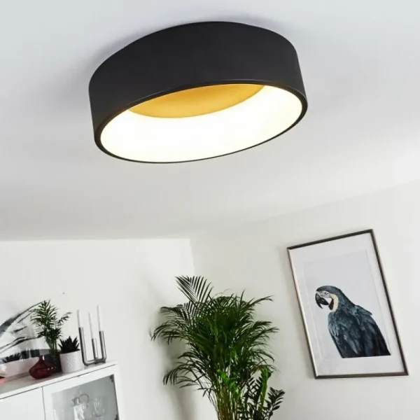 hofstein Plafonnier Kampal LED Noir, 1 lumière* Lampes Modernes