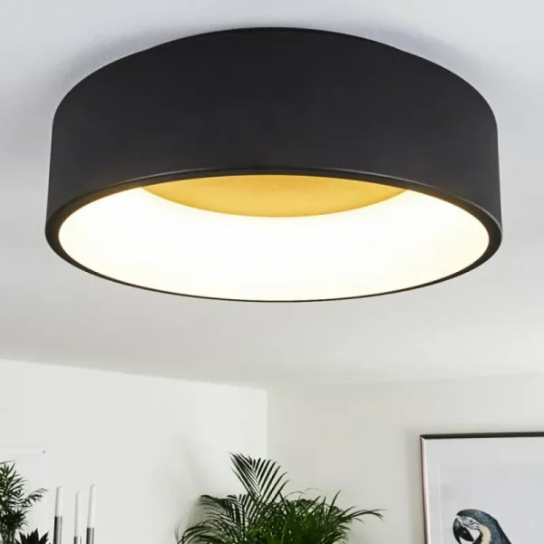 hofstein Plafonnier Kampal LED Noir, 1 lumière* Lampes Modernes