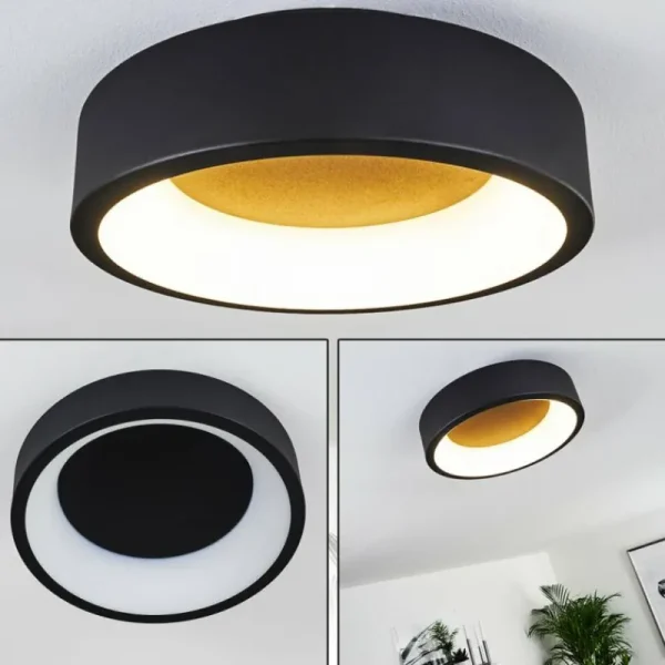hofstein Plafonnier Kampala LED Noir, 1 lumière* Lampes Modernes