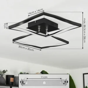 hofstein Plafonnier Kanchung LED Noir, 1 lumière* Lampes Modernes