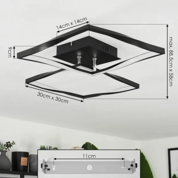hofstein Plafonnier Kanchung LED Noir, 1 lumière* Lampes Modernes