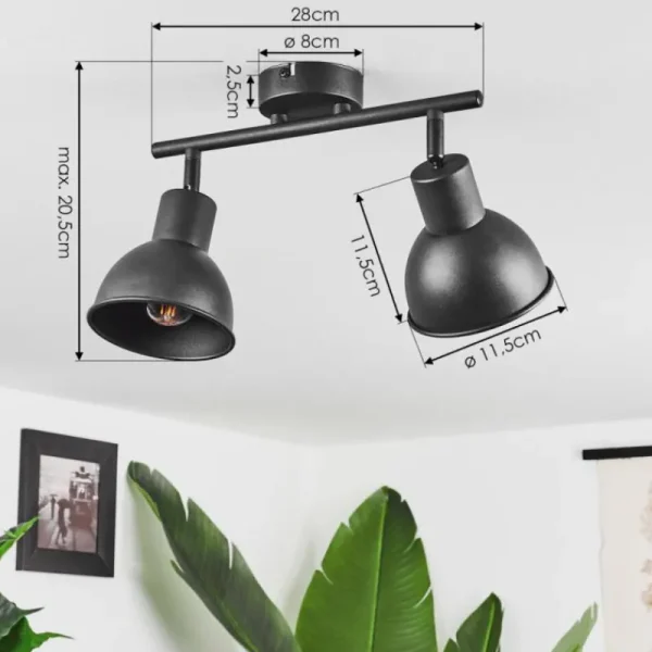 hofstein Plafonnier Kansela Noir, 2 lumières* Lampes Modernes