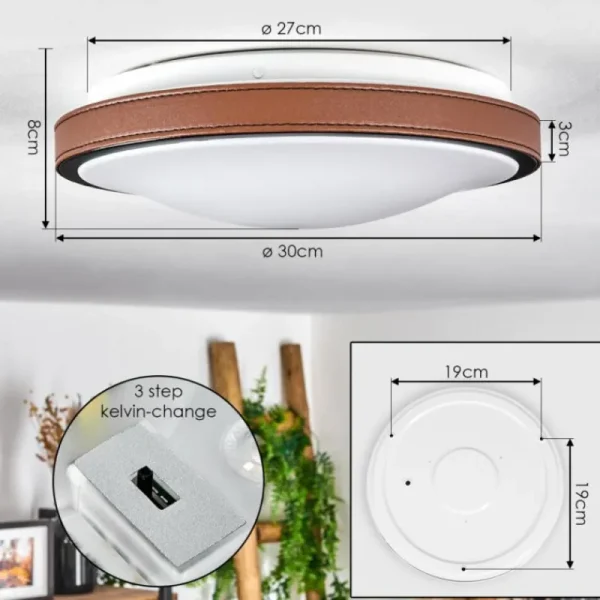 hofstein Plafonnier Kelva LED Brun, Noir, Blanc, 1 lumière* Lampes Modernes