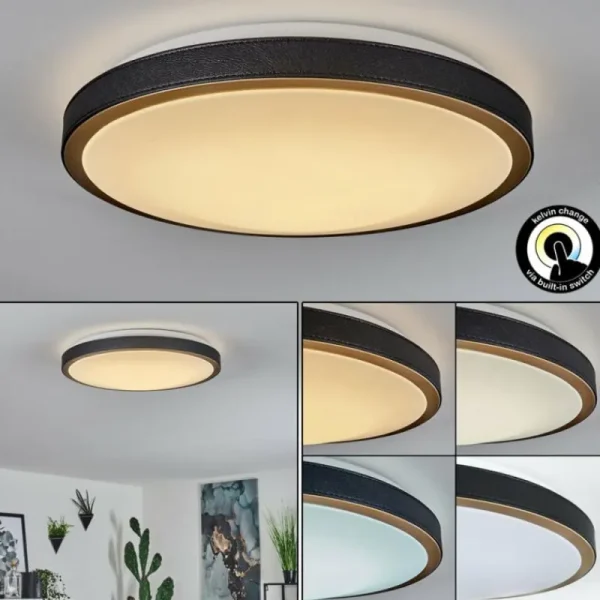 hofstein Plafonnier Kelva LED Vieux laiton, Noir, Blanc, 1 lumière* Lampes Modernes