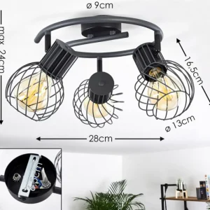 hofstein Plafonnier Kenia Gris, Noir, 3 lumières* Lampes Modernes